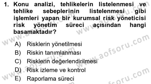 Sporda Risk Yönetimi Dersi 2023 - 2024 Yılı (Final) Dönem Sonu Sınav Soruları 1. Soru