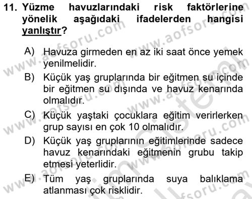 Sporda Risk Yönetimi Dersi 2023 - 2024 Yılı (Final) Dönem Sonu Sınav Soruları 11. Soru