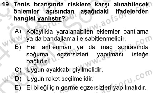 Sporda Risk Yönetimi Dersi 2023 - 2024 Yılı (Final) Dönem Sonu Sınav Soruları 19. Soru