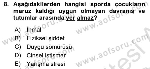 Sporda Risk Yönetimi Dersi 2023 - 2024 Yılı (Final) Dönem Sonu Sınav Soruları 8. Soru