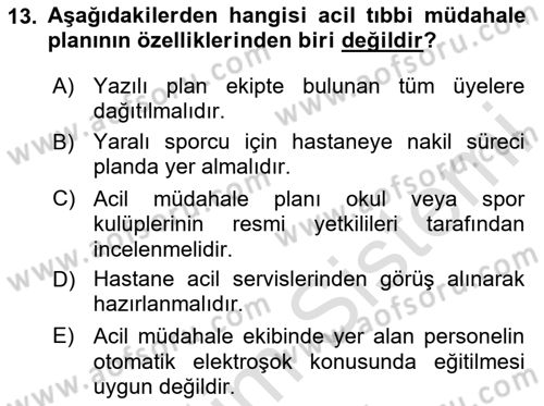 Sporda Risk Yönetimi Dersi 2023 - 2024 Yılı Yaz Okulu Sınav Soruları 13. Soru