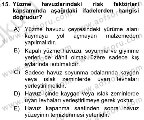 Sporda Risk Yönetimi Dersi 2023 - 2024 Yılı Yaz Okulu Sınav Soruları 15. Soru