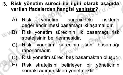 Sporda Risk Yönetimi Dersi 2023 - 2024 Yılı Yaz Okulu Sınav Soruları 3. Soru