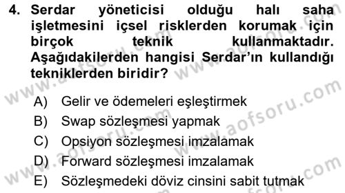 Sporda Risk Yönetimi Dersi 2023 - 2024 Yılı Yaz Okulu Sınav Soruları 4. Soru
