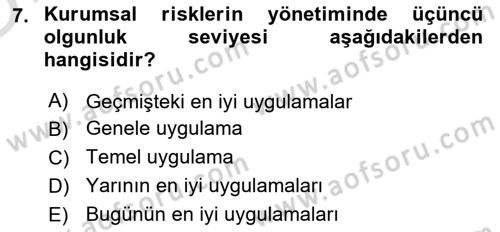 Sporda Risk Yönetimi Dersi 2023 - 2024 Yılı Yaz Okulu Sınav Soruları 7. Soru