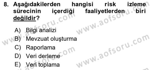 Sporda Risk Yönetimi Dersi 2023 - 2024 Yılı Yaz Okulu Sınav Soruları 8. Soru