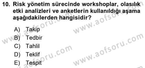 Sporda Risk Yönetimi Dersi 2024 - 2025 Yılı (Vize) Ara Sınav Soruları 10. Soru