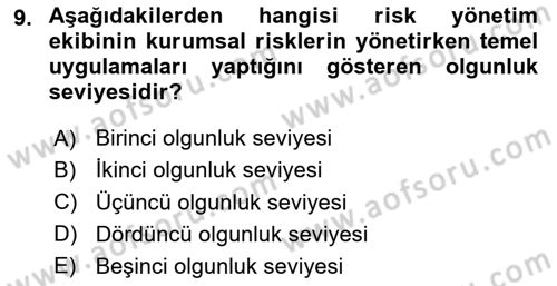 Sporda Risk Yönetimi Dersi 2024 - 2025 Yılı (Vize) Ara Sınav Soruları 9. Soru