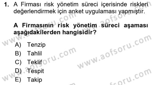 Sporda Risk Yönetimi Dersi 2024 - 2025 Yılı (Final) Dönem Sonu Sınav Soruları 1. Soru