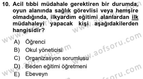 Sporda Risk Yönetimi Dersi 2024 - 2025 Yılı (Final) Dönem Sonu Sınav Soruları 10. Soru