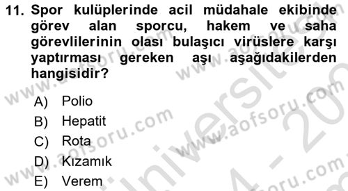 Sporda Risk Yönetimi Dersi 2024 - 2025 Yılı (Final) Dönem Sonu Sınav Soruları 11. Soru