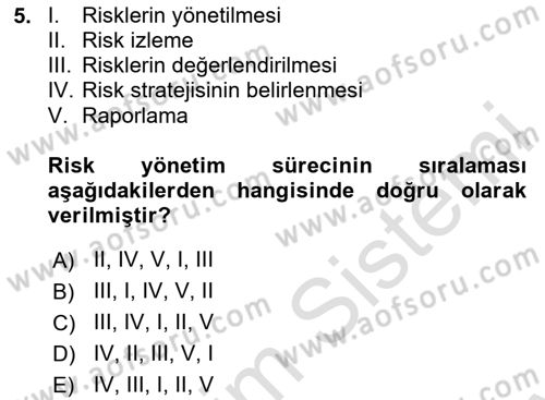 Sporda Risk Yönetimi Dersi 2024 - 2025 Yılı (Final) Dönem Sonu Sınav Soruları 5. Soru