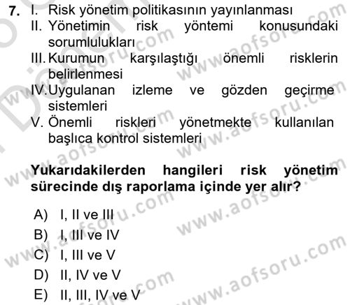 Sporda Risk Yönetimi Dersi 2024 - 2025 Yılı (Final) Dönem Sonu Sınav Soruları 7. Soru