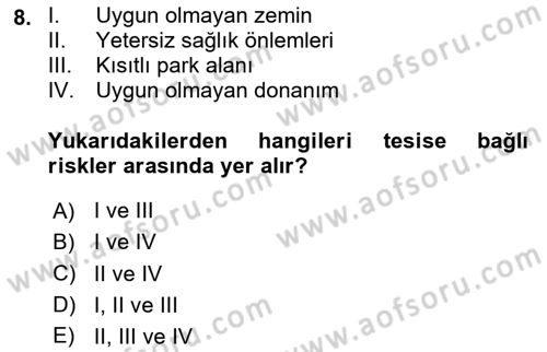 Sporda Risk Yönetimi Dersi 2024 - 2025 Yılı (Final) Dönem Sonu Sınav Soruları 8. Soru