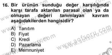 Sporda Sponsorluk Dersi 2012 - 2013 Yılı (Vize) Ara Sınav Soruları 16. Soru