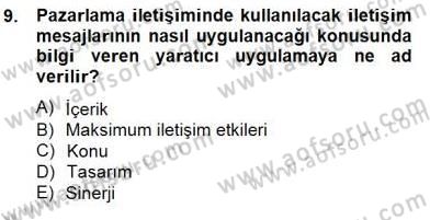 Sporda Sponsorluk Dersi 2014 - 2015 Yılı (Vize) Ara Sınav Soruları 9. Soru
