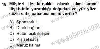 Sporda Sponsorluk Dersi 2014 - 2015 Yılı (Final) Dönem Sonu Sınav Soruları 18. Soru