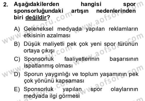 Sporda Sponsorluk Dersi 2014 - 2015 Yılı Tek Ders Sınav Soruları 2. Soru