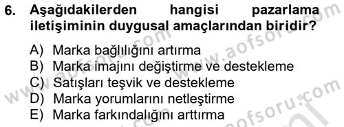 Sporda Sponsorluk Dersi 2014 - 2015 Yılı Tek Ders Sınav Soruları 6. Soru