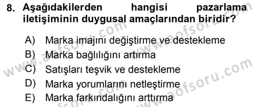 Sporda Sponsorluk Dersi 2015 - 2016 Yılı (Vize) Ara Sınav Soruları 8. Soru