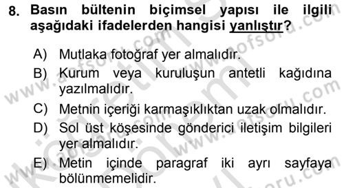 Sporda Sponsorluk Dersi 2015 - 2016 Yılı (Final) Dönem Sonu Sınav Soruları 8. Soru