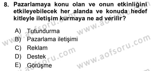 Sporda Sponsorluk Dersi 2015 - 2016 Yılı Tek Ders Sınav Soruları 8. Soru