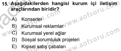 Sporda Sponsorluk Dersi 2016 - 2017 Yılı 3 Ders Sınav Soruları 15. Soru