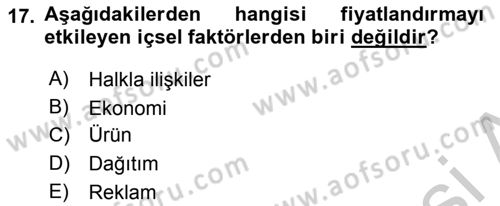 Sporda Sponsorluk Dersi 2016 - 2017 Yılı (Vize) Ara Sınav Soruları 17. Soru