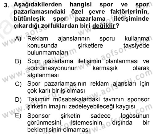 Sporda Sponsorluk Dersi 2017 - 2018 Yılı 3 Ders Sınav Soruları 3. Soru