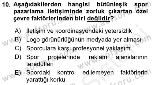 Sporda Sponsorluk Dersi 2017 - 2018 Yılı (Vize) Ara Sınav Soruları 10. Soru