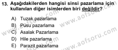 Sporda Sponsorluk Dersi 2017 - 2018 Yılı (Final) Dönem Sonu Sınav Soruları 13. Soru