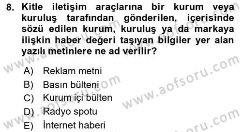 Sporda Sponsorluk Dersi 2017 - 2018 Yılı (Final) Dönem Sonu Sınav Soruları 8. Soru