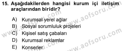 Sporda Sponsorluk Dersi 2018 - 2019 Yılı 3 Ders Sınav Soruları 15. Soru
