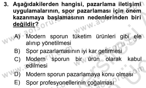 Sporda Sponsorluk Dersi 2018 - 2019 Yılı 3 Ders Sınav Soruları 3. Soru