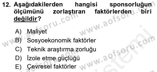 Sporda Sponsorluk Dersi 2018 - 2019 Yılı (Final) Dönem Sonu Sınav Soruları 12. Soru