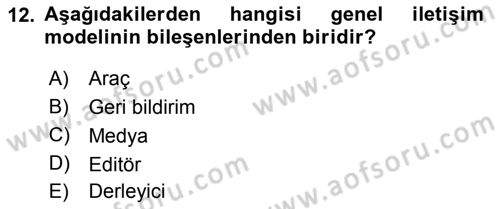 Sporda Sponsorluk Dersi 2018 - 2019 Yılı Yaz Okulu Sınav Soruları 12. Soru