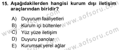 Sporda Sponsorluk Dersi 2018 - 2019 Yılı Yaz Okulu Sınav Soruları 15. Soru