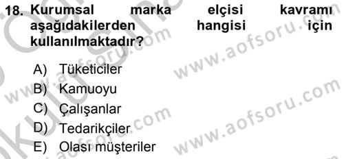 Sporda Sponsorluk Dersi 2018 - 2019 Yılı Yaz Okulu Sınav Soruları 18. Soru