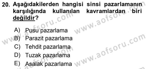 Sporda Sponsorluk Dersi 2018 - 2019 Yılı Yaz Okulu Sınav Soruları 20. Soru