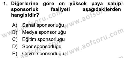 Sporda Sponsorluk Dersi 2020 - 2021 Yılı Yaz Okulu Sınav Soruları 1. Soru