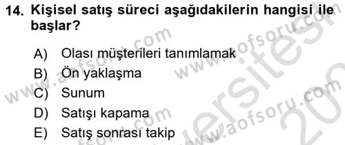 Sporda Sponsorluk Dersi 2020 - 2021 Yılı Yaz Okulu Sınav Soruları 14. Soru