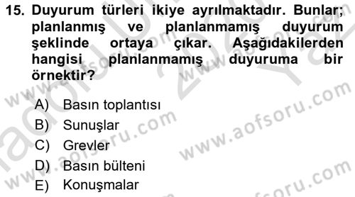Sporda Sponsorluk Dersi 2020 - 2021 Yılı Yaz Okulu Sınav Soruları 15. Soru