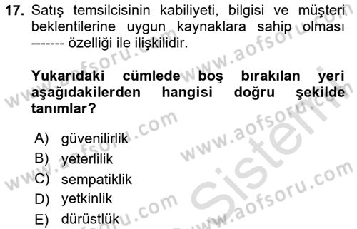Sporda Sponsorluk Dersi 2020 - 2021 Yılı Yaz Okulu Sınav Soruları 17. Soru
