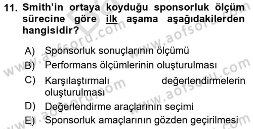 Sporda Sponsorluk Dersi 2021 - 2022 Yılı (Final) Dönem Sonu Sınav Soruları 11. Soru