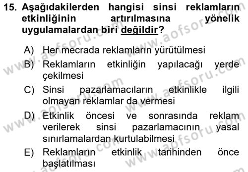 Sporda Sponsorluk Dersi 2021 - 2022 Yılı (Final) Dönem Sonu Sınav Soruları 15. Soru