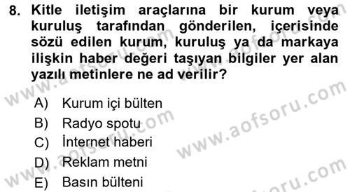 Sporda Sponsorluk Dersi 2021 - 2022 Yılı (Final) Dönem Sonu Sınav Soruları 8. Soru