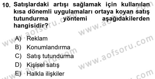 Sporda Sponsorluk Dersi 2021 - 2022 Yılı Yaz Okulu Sınav Soruları 10. Soru