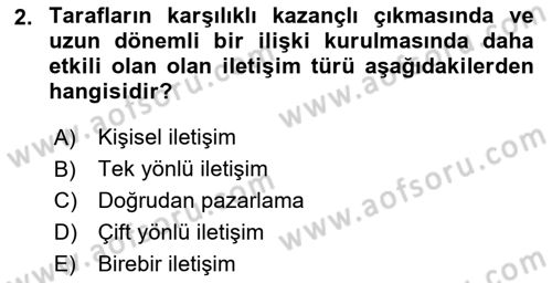 Sporda Sponsorluk Dersi 2021 - 2022 Yılı Yaz Okulu Sınav Soruları 2. Soru