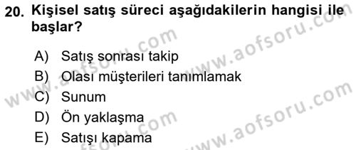 Sporda Sponsorluk Dersi 2021 - 2022 Yılı Yaz Okulu Sınav Soruları 20. Soru