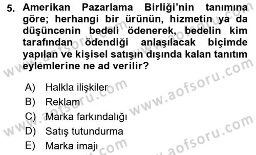 Sporda Sponsorluk Dersi 2021 - 2022 Yılı Yaz Okulu Sınav Soruları 5. Soru